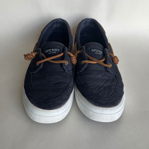 Sperry Navy Leather Sneakers - Picture 2 of 7